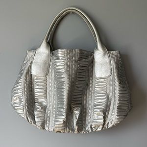 Silver metallic large shoulder bag